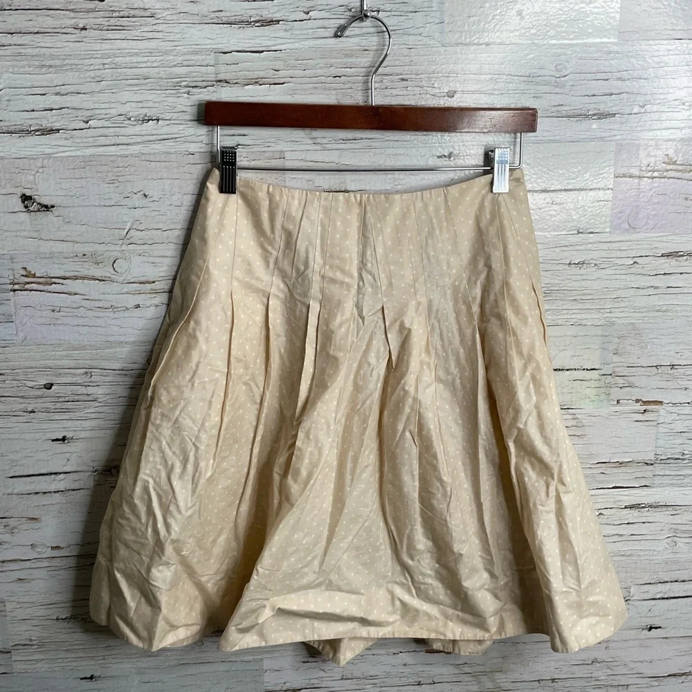 Club Monaco cream polka dot a line full skirt white size 2 NWT